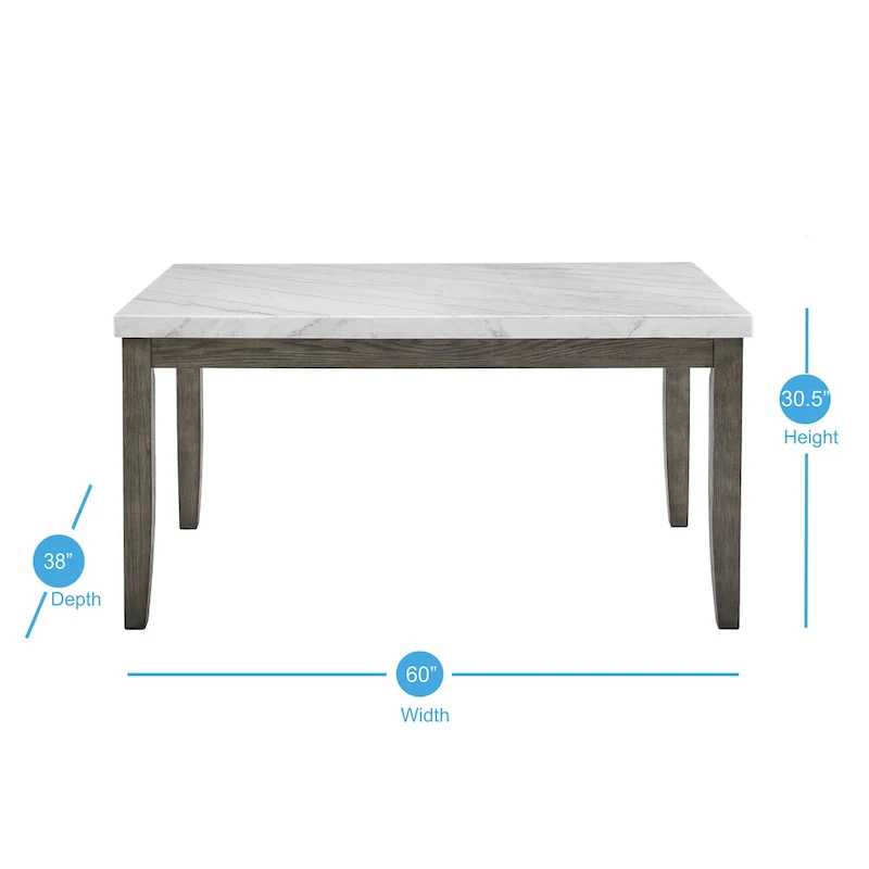 7-Piece Dining Set with Marble Veneer Top and Upholstered Chairs