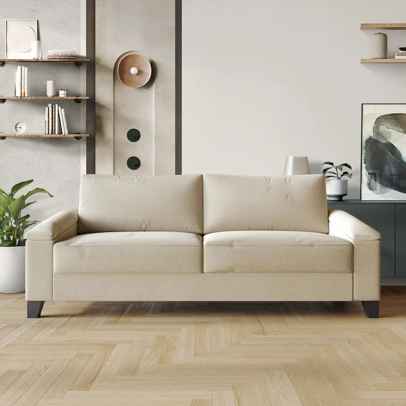 2.5-Seater Linen Sofa - Available in Beige, Grey, Blue