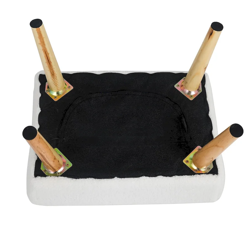 Adeco Ottoman Foot Rest Stool with Wood Legs