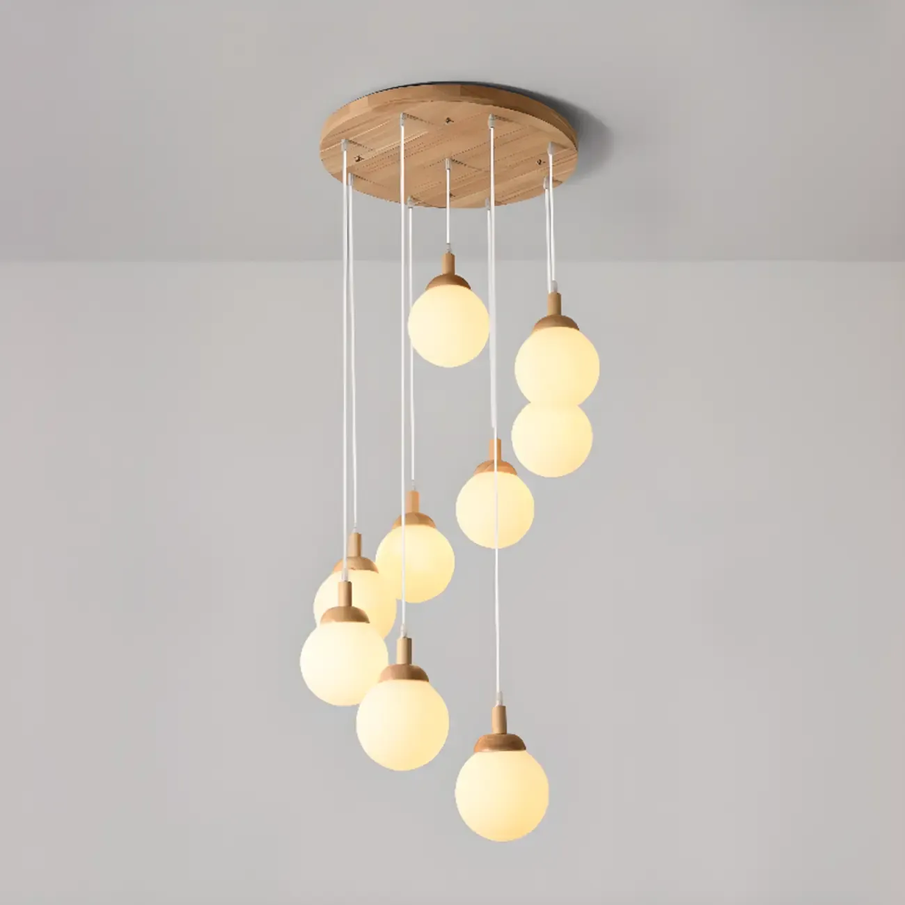 Milk Glass Cluster Pendant Light With Adjustable Length