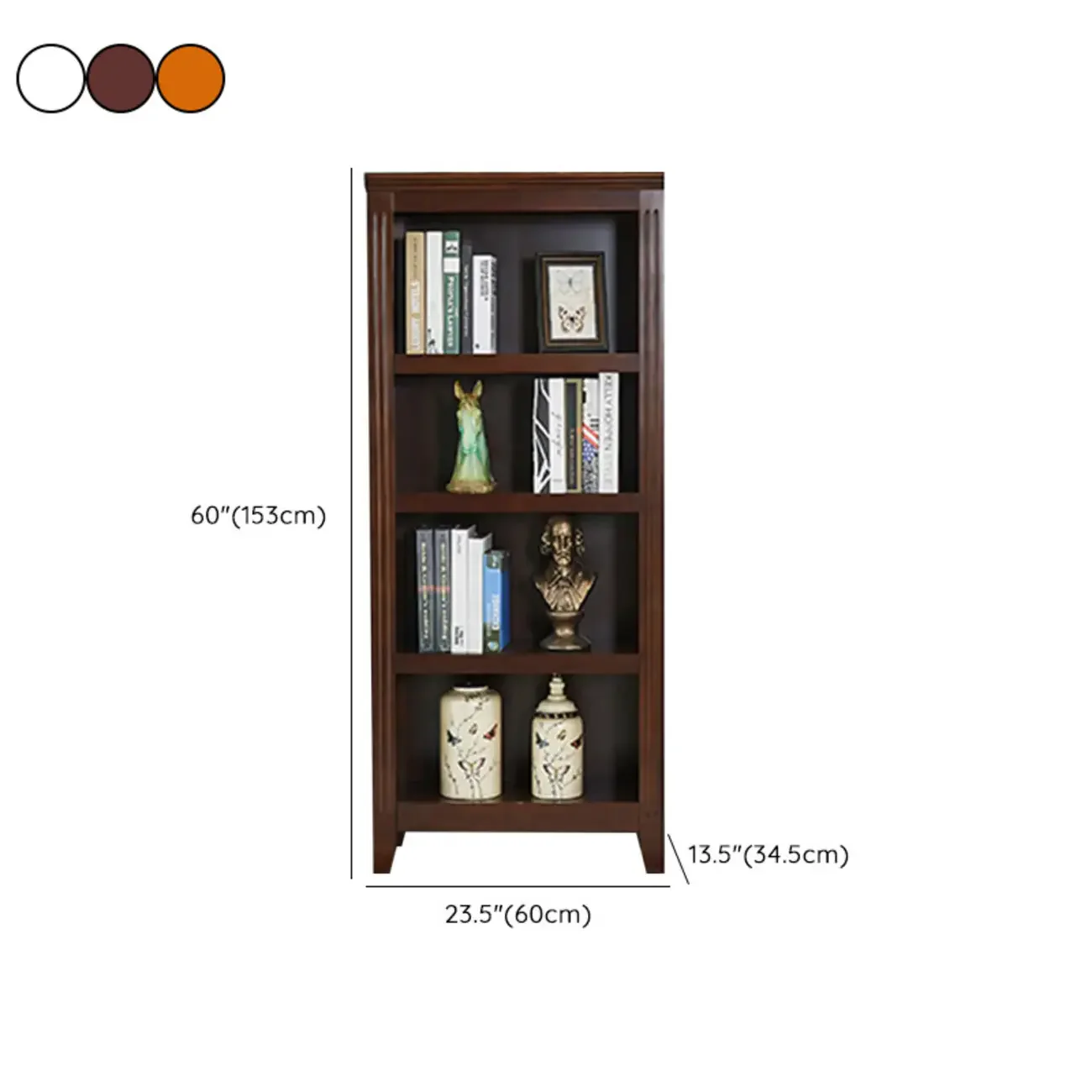 Classic Birch Wood 5-Tier Vertical Barrister Bookcase