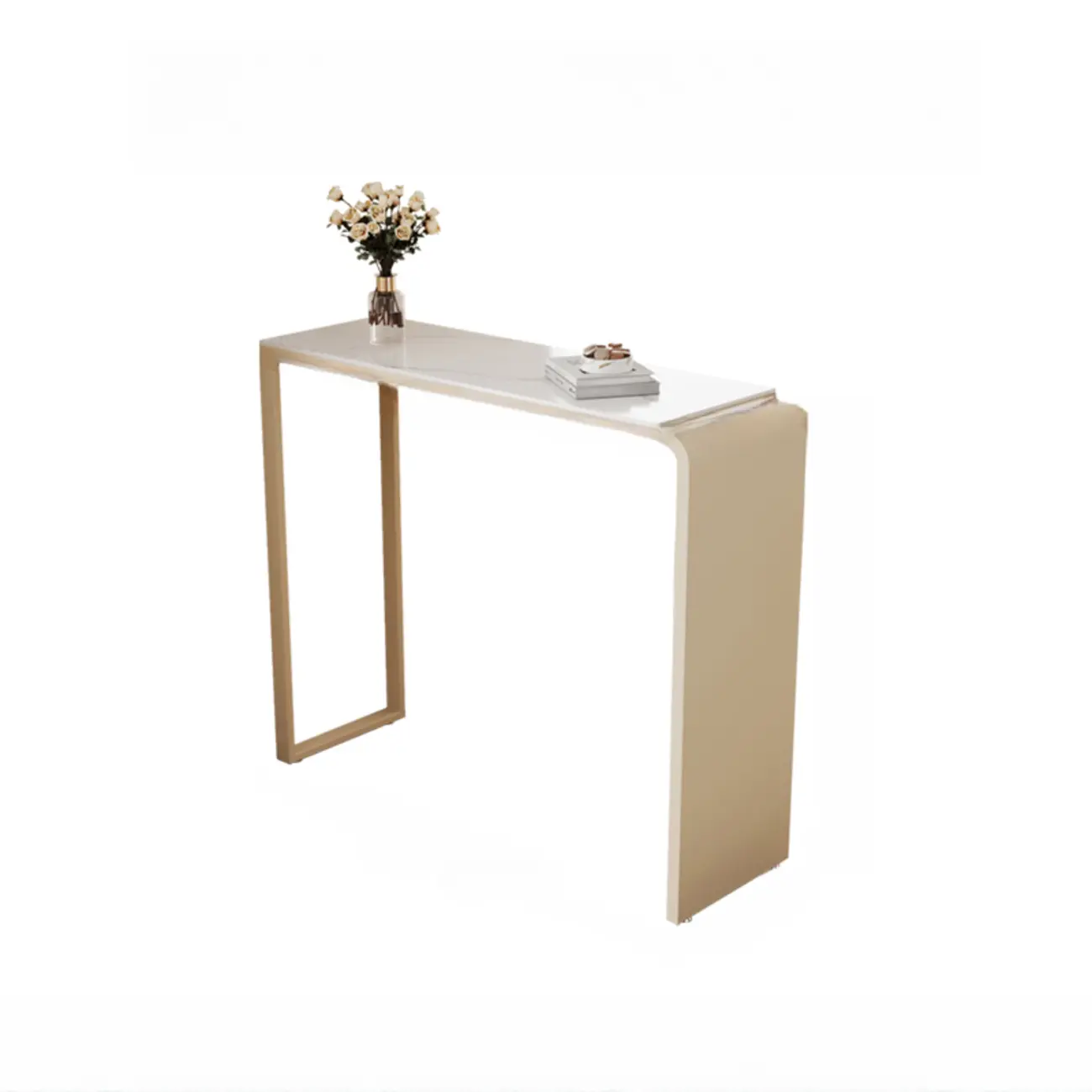 Modern White Rectangle Quartz Bistro Bar Table for Kitchen