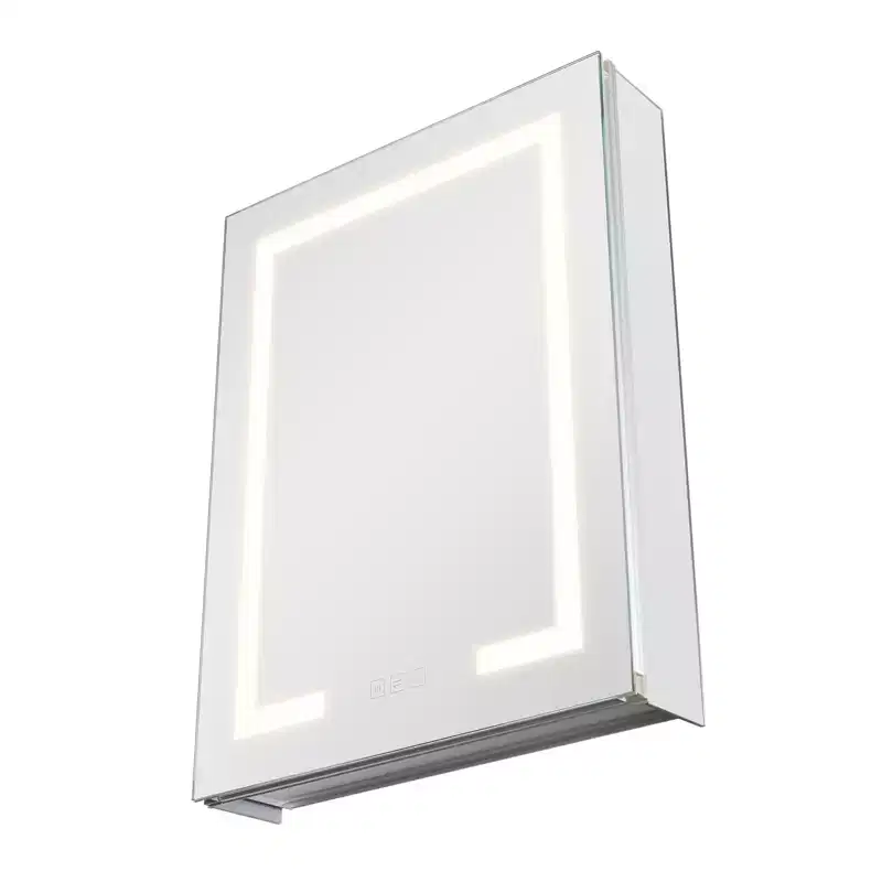 VEVOR Lighted Medicine Cabinet with Mirror,20x26in Recessed or Wall Mount,3 Color Dimmable Bathroom Medicine Cabinet with Double-Side Mirror,White