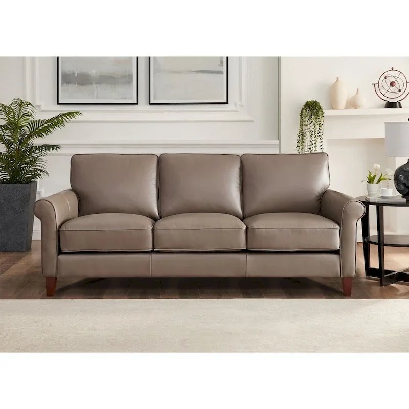Top Grain Leather Sofa 84 - Pocket Coil Cushions, Memory Foam, Solid Wood Frame, 350 lbs Per Seat Capacity