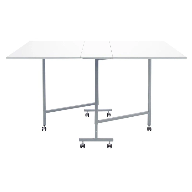 White Folding Craft and Cutting Table with Casters for Adults
