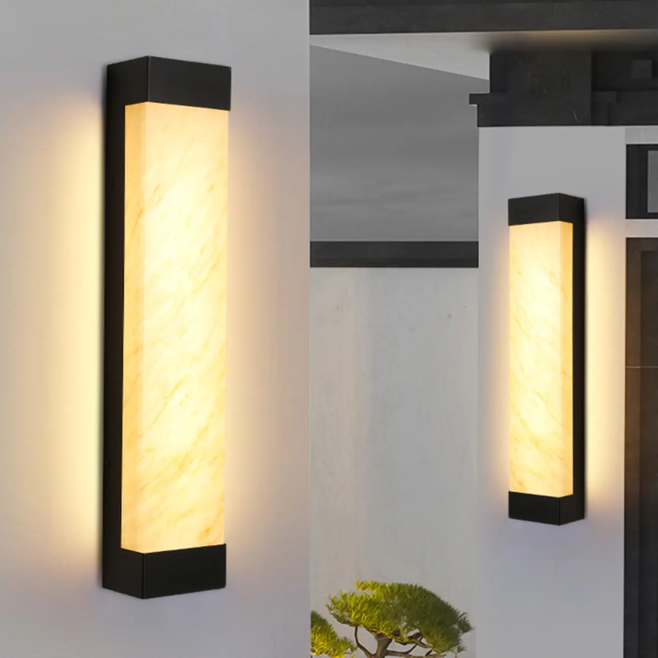 Contemporary Outdoor Plastic Beige LED Wall Sconce