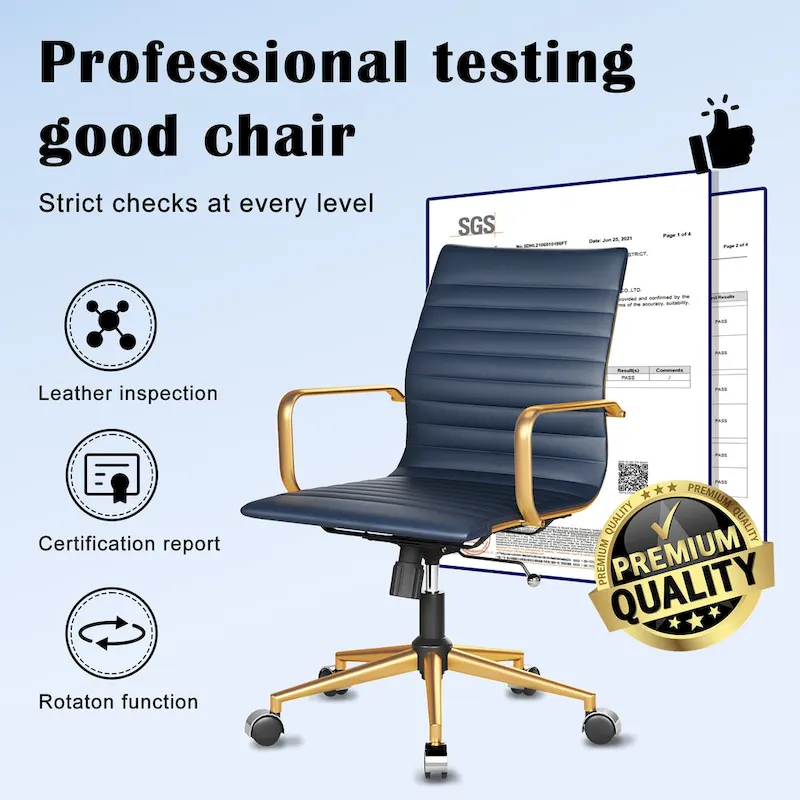 Black Ribbed Swivel Office Chair with Tilt Function