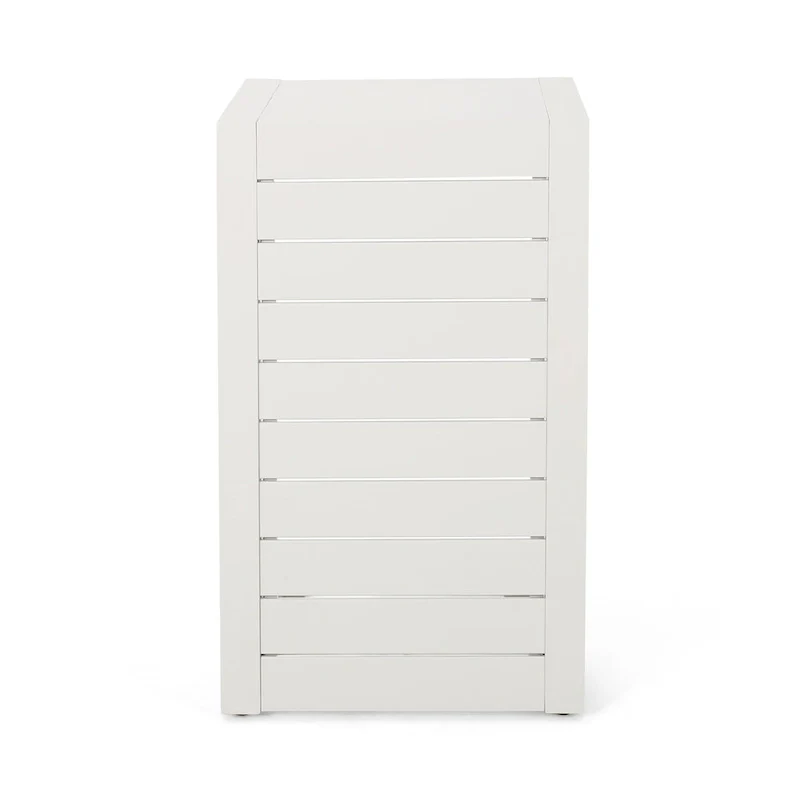 Coral 24 Inch White Metal Side Table C-Shaped Design Outdoor Aluminum