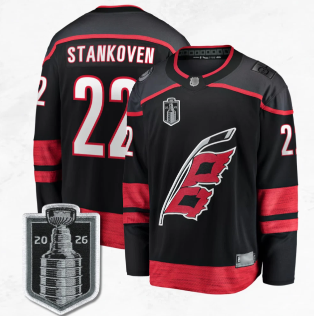 Carolina Hurricanes #22 Logan Stankoven 2026 Stanley Cup Black Jersey