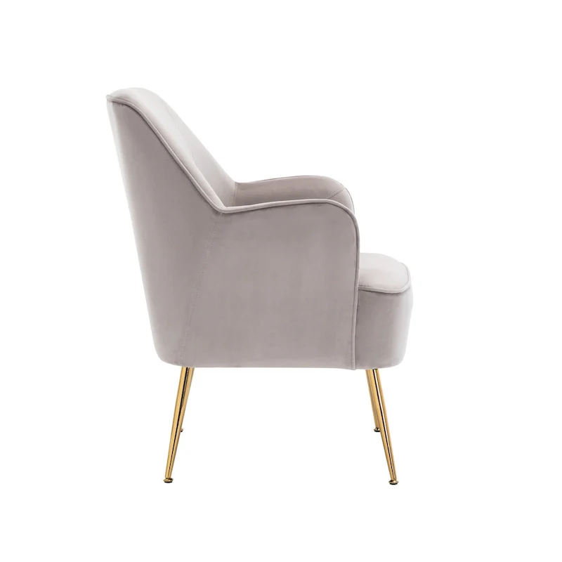 Velvet Upholstered Accent Chair with Gold Chrome Legs