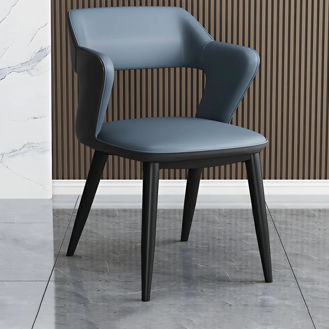 Modern Armchair Open Back Faux Leather Dining Chair