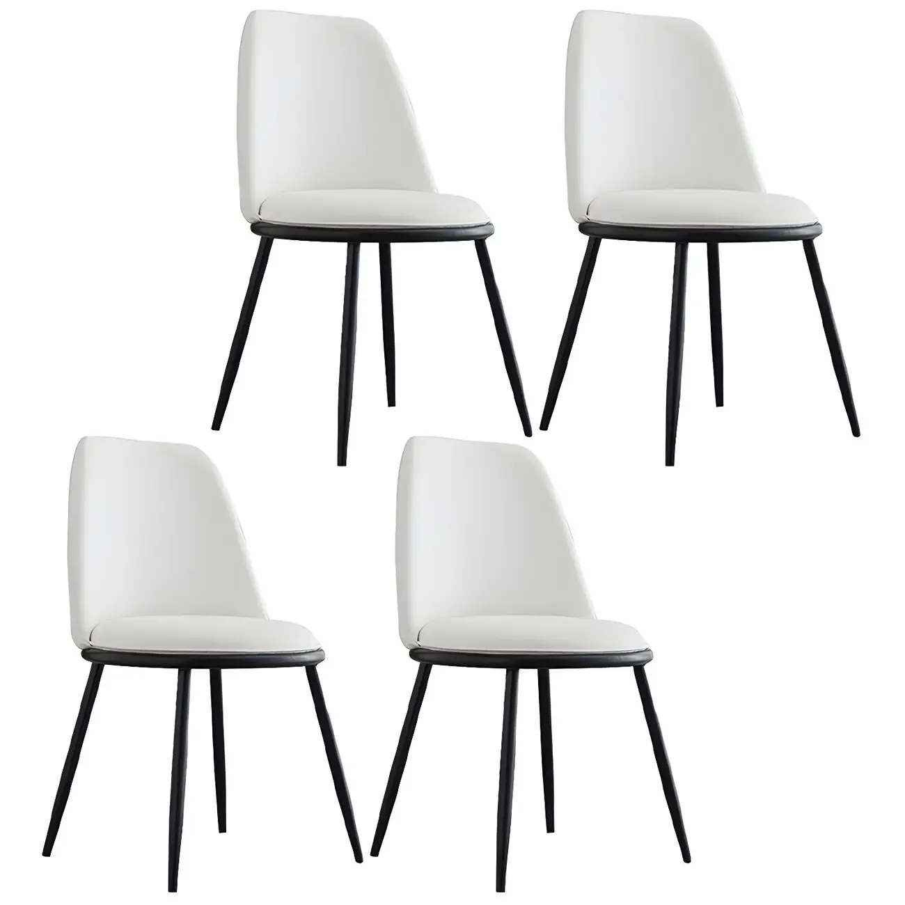 Glam Scandinavian Leather Armless Dining Chairs Metal Frame