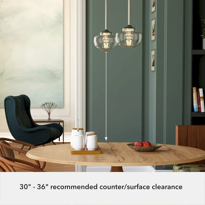 Hunter Saddle Creek 1-Light Mini Pendant / Semi-Flush Mount Ceiling Light - Kitchen Island, Dining Room, Hallway