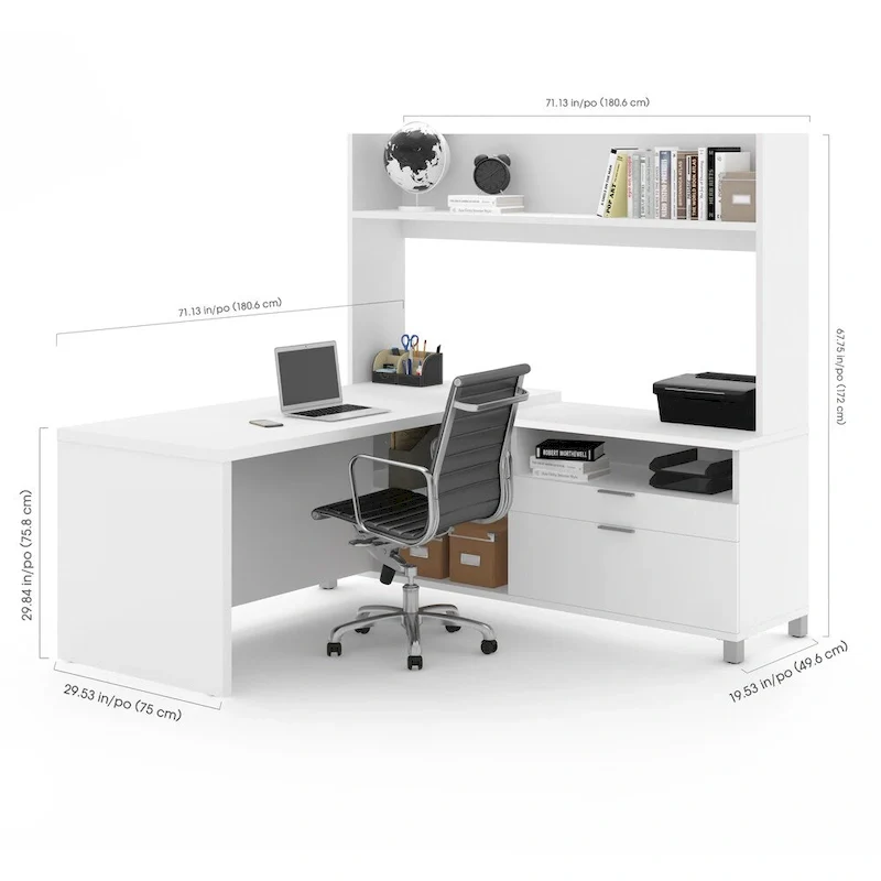Pro-Linea L-Desk with Open hutch