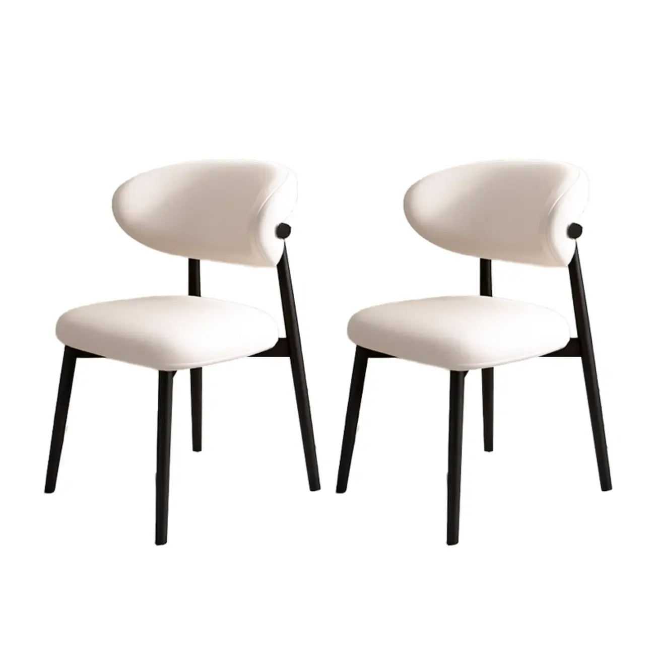 Modern Leather Wood Dining Chair Set of 2