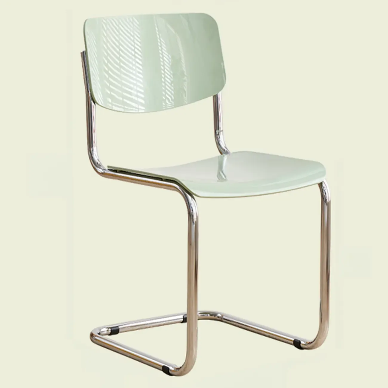 Simple Metal Armless Dining Chair in Yellow Solid Back