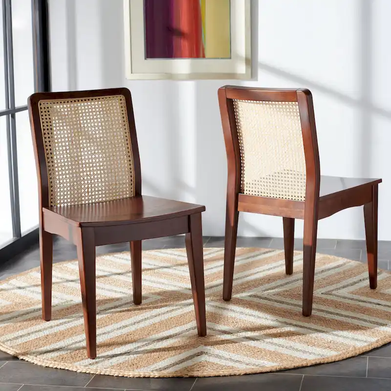 Coastal Rattan Dining Chair Set of 2 | Natural Finish | 18.9