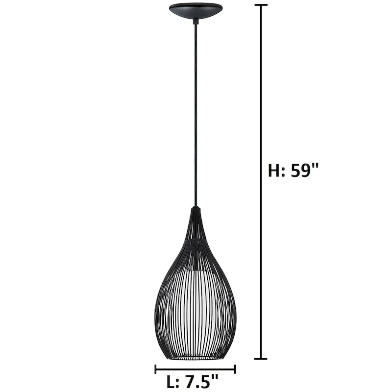 Eglo Razoni 1-light Black Mini Pendant with Opal Glass