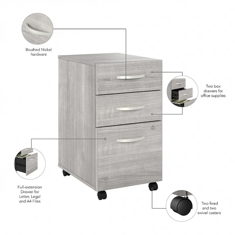 Hybrid 3 Drawer Mobile File Cabinet by Bush Business Furniture