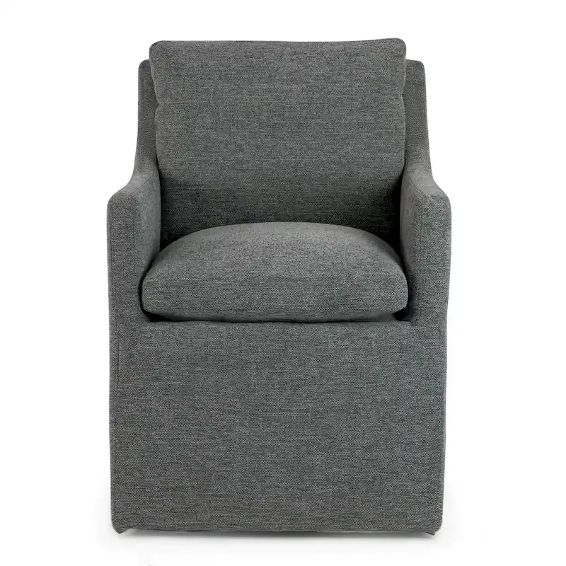 Gray Fabric Accent Chair with Down Feather Cushion