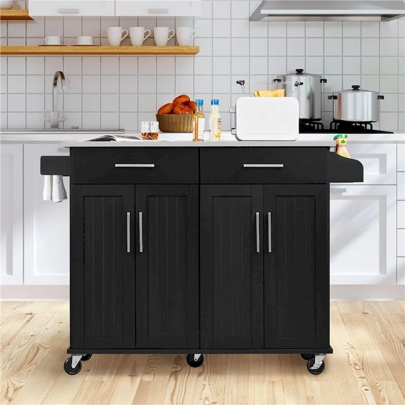 Yaheetech Large Kitchen Island Cart with Stainless steel tabletop