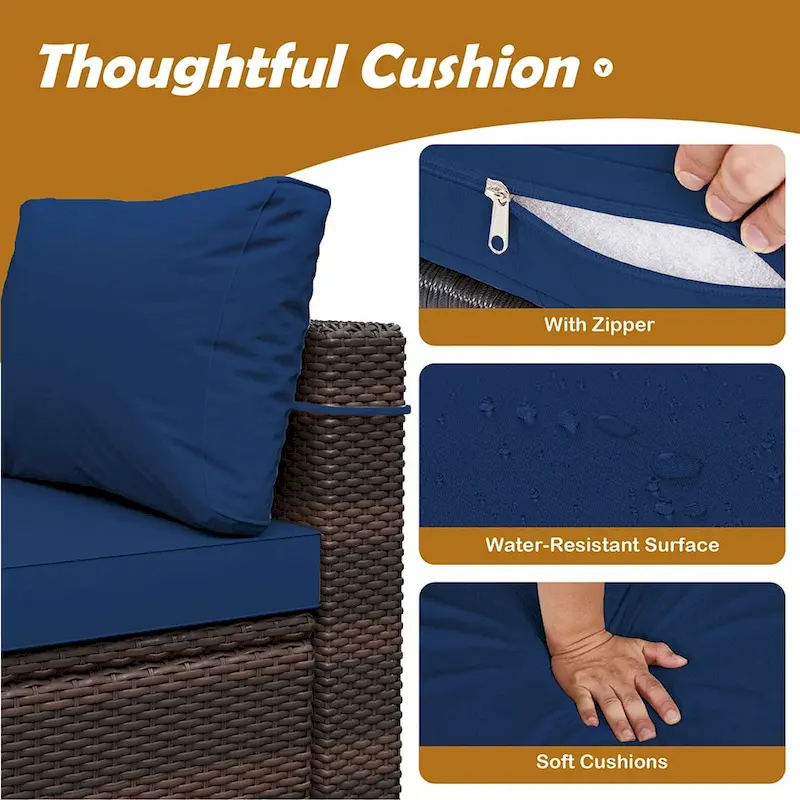 UPHA Cushioned 7-piece Conversation Sectional Patio Group Furniture