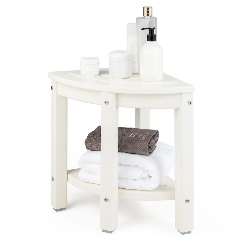 2-Tier Corner Shower Bench Stool Waterproof Bathroom Stool Heavy