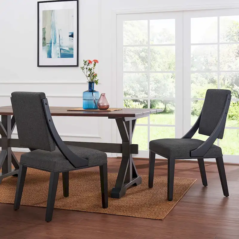 Fabric Upholstered Dining Chairs – Set of Two
