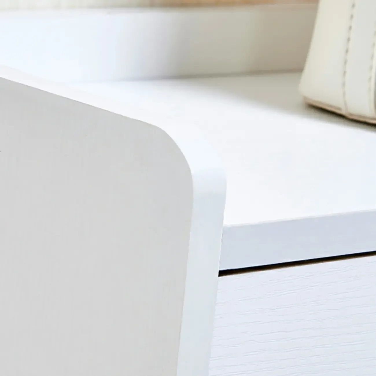 Narrow Wall-Mounted White Shoe Cabinet with Drawers