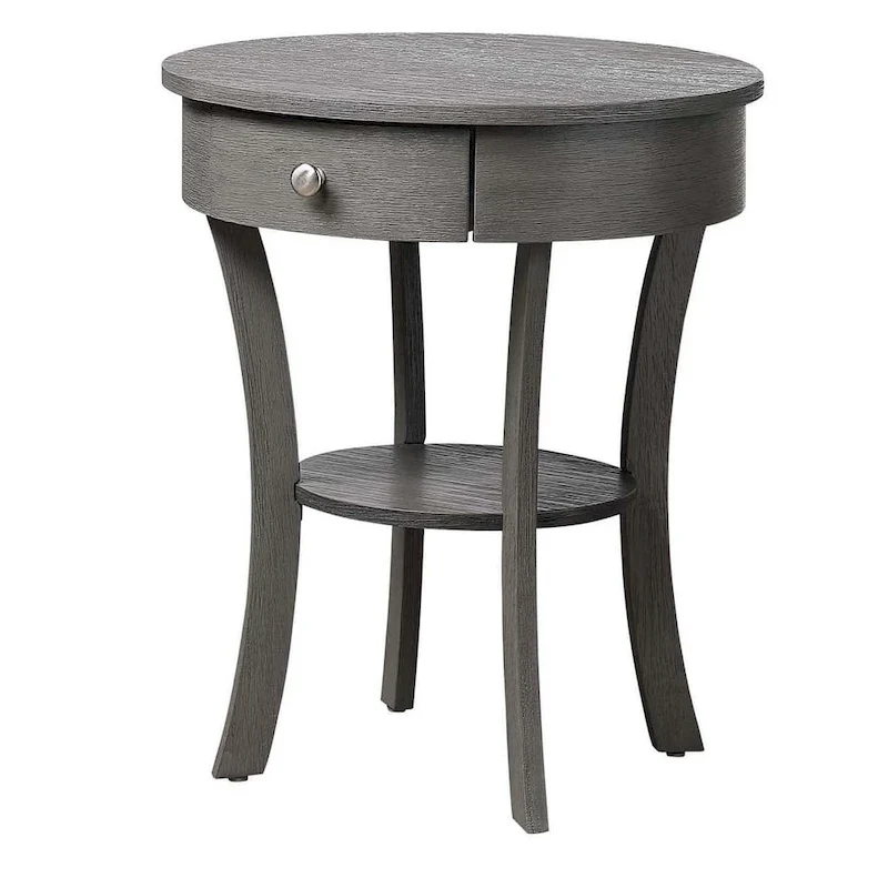 1-Drawer End Table with Shelf – Black / Espresso / White / Chestnut / Dark Grey / Natural / Driftwood / Cherry / Mahogany