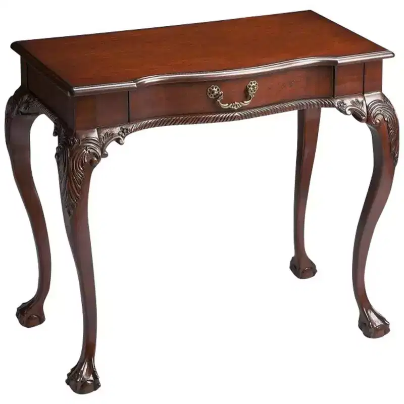Dark Brown Writing Desk, Traditional Style, 1-Person