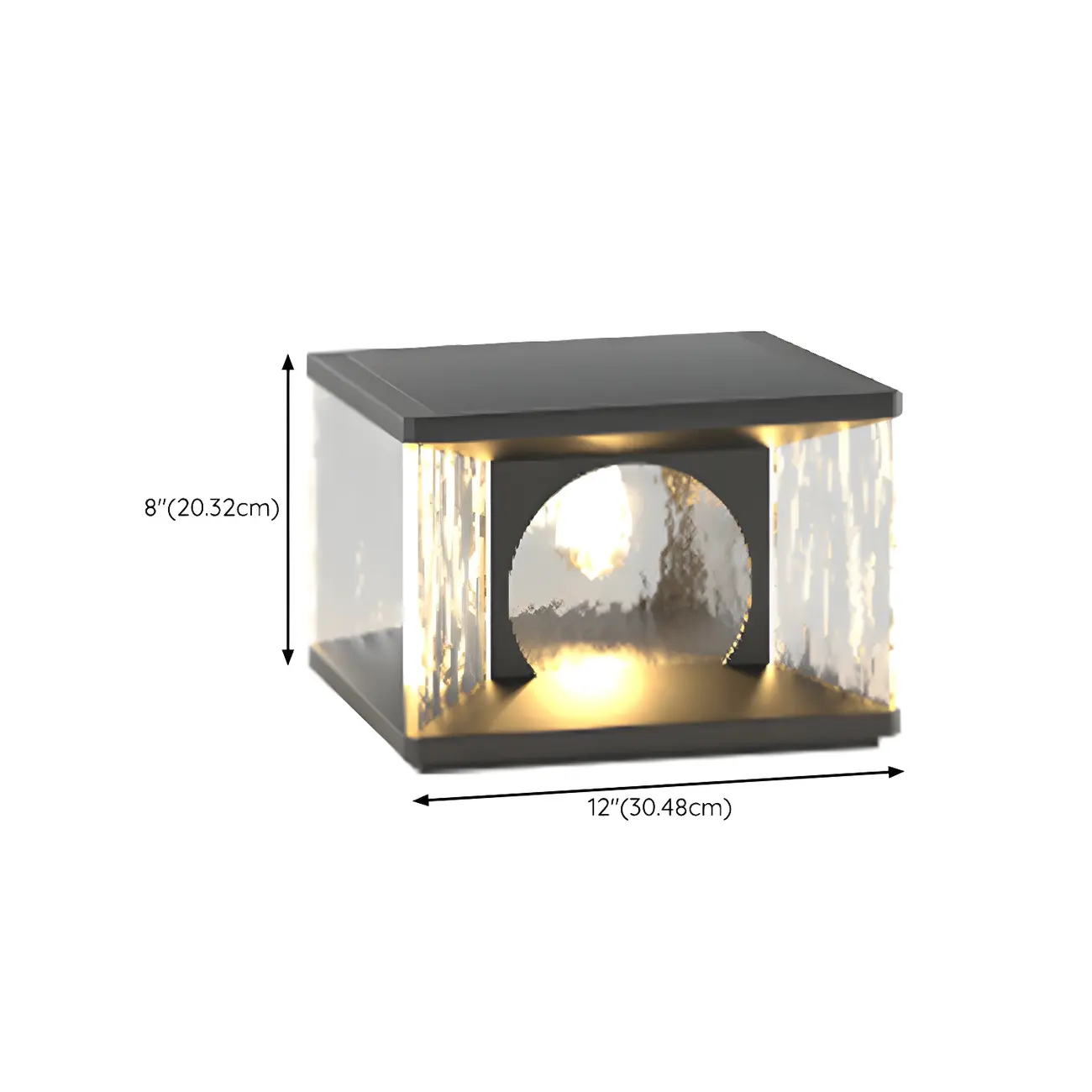 Black Metal Clear Glass Square Wired Post Cap Light