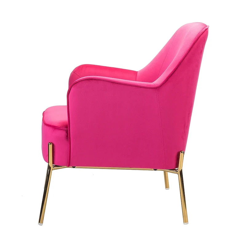 Ma Modern Velvet Accent Chair with Golden Legs Set of 2 by