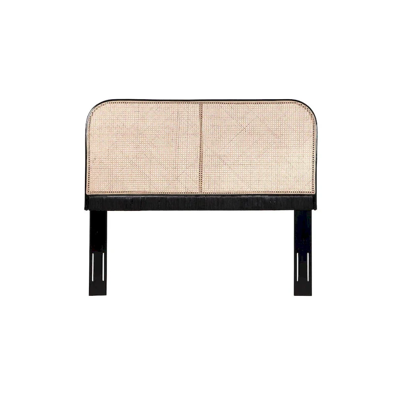 Natural Cane & Teak Wood Curved Headboard – Queen / King – Sleeps 2