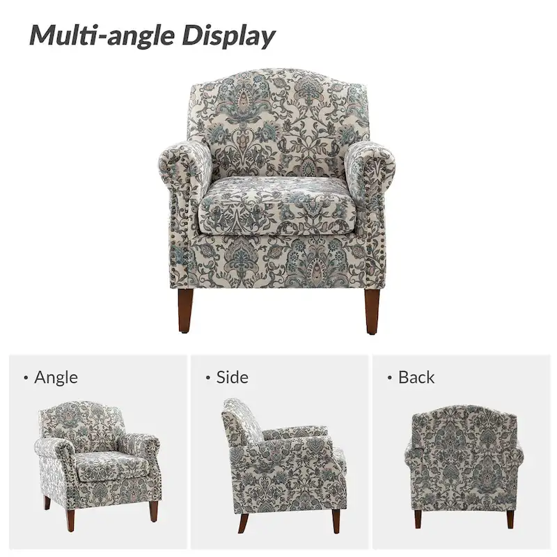 Wooden Upholstery Armchair with Nailhead Trims