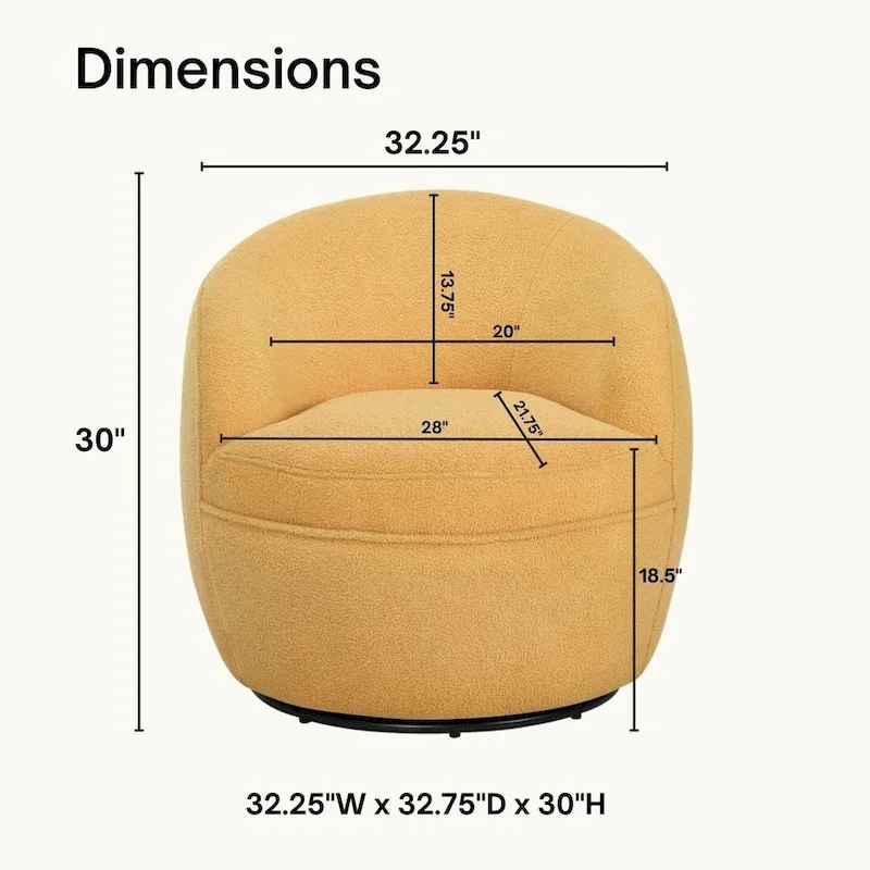 Roundhill Furniture Galleria 360 Swivel Teddy Sherpa Fabric Barrel Chair