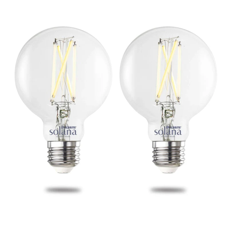 Bulbrite Solana Smart LED G25 60W Equivalent Tunable WIFI Light Bulb, Clear, 2PK - 2200K-6500K