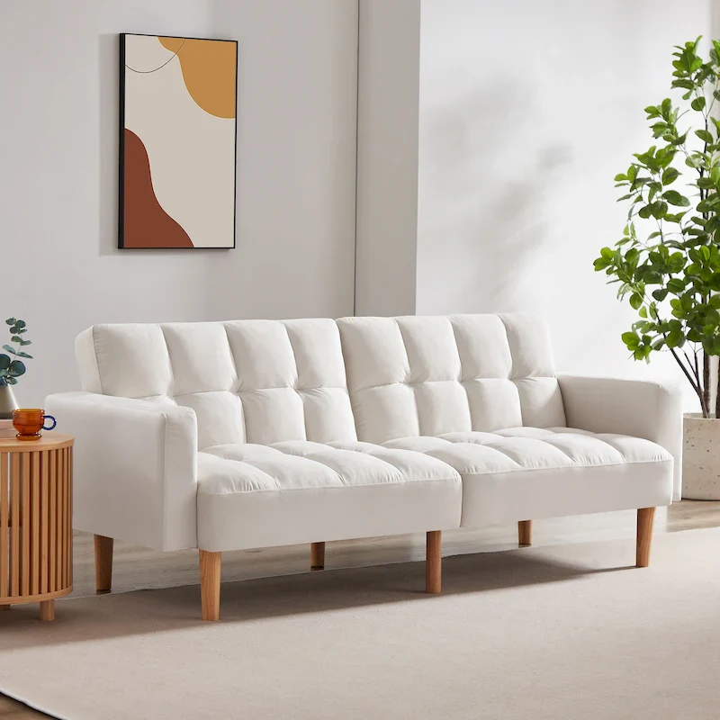 79.52W Modern Velvet Convertible Sofa