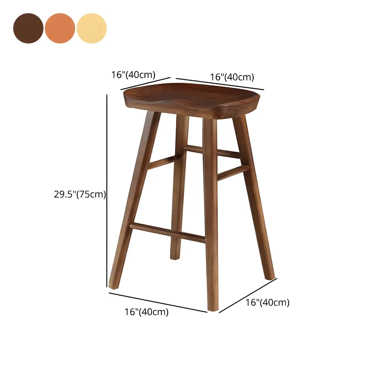 Counter Height Backless Wooden Industrial Bar Stools