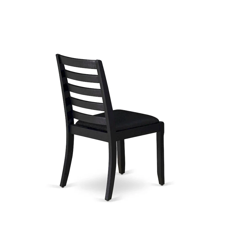 East West Furniture dining room set - a kitchen table & Stackable dining chairs - Wire-brushed Black (Pieces & Seat Options)