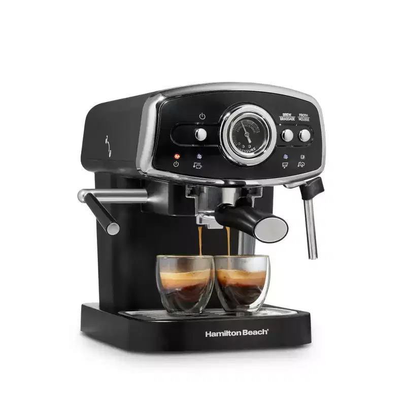 Hamilton Beach Retro Slide Espresso Machine 40730: Electric Coffee Maker, 1050W, Hand Wash, 15-Cup Capacity, Black