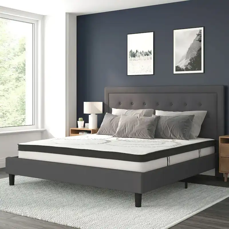 Tufted Platform Bed with 10in. Pocket Spring Mattress
