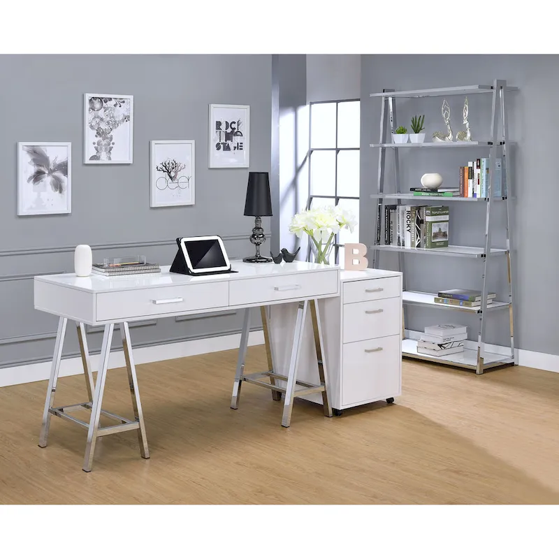Handela White High Gloss File Cabinet with 3 Drawers