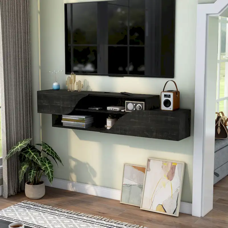 DH BASIC Transitional 59-inch 2-Shelf Floating TV Stand by Denhour
