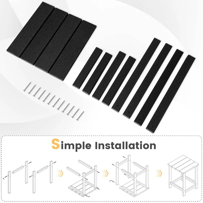 Gymax 2PCS 14 Patio Adirondack Side Table HDPE Square Weather