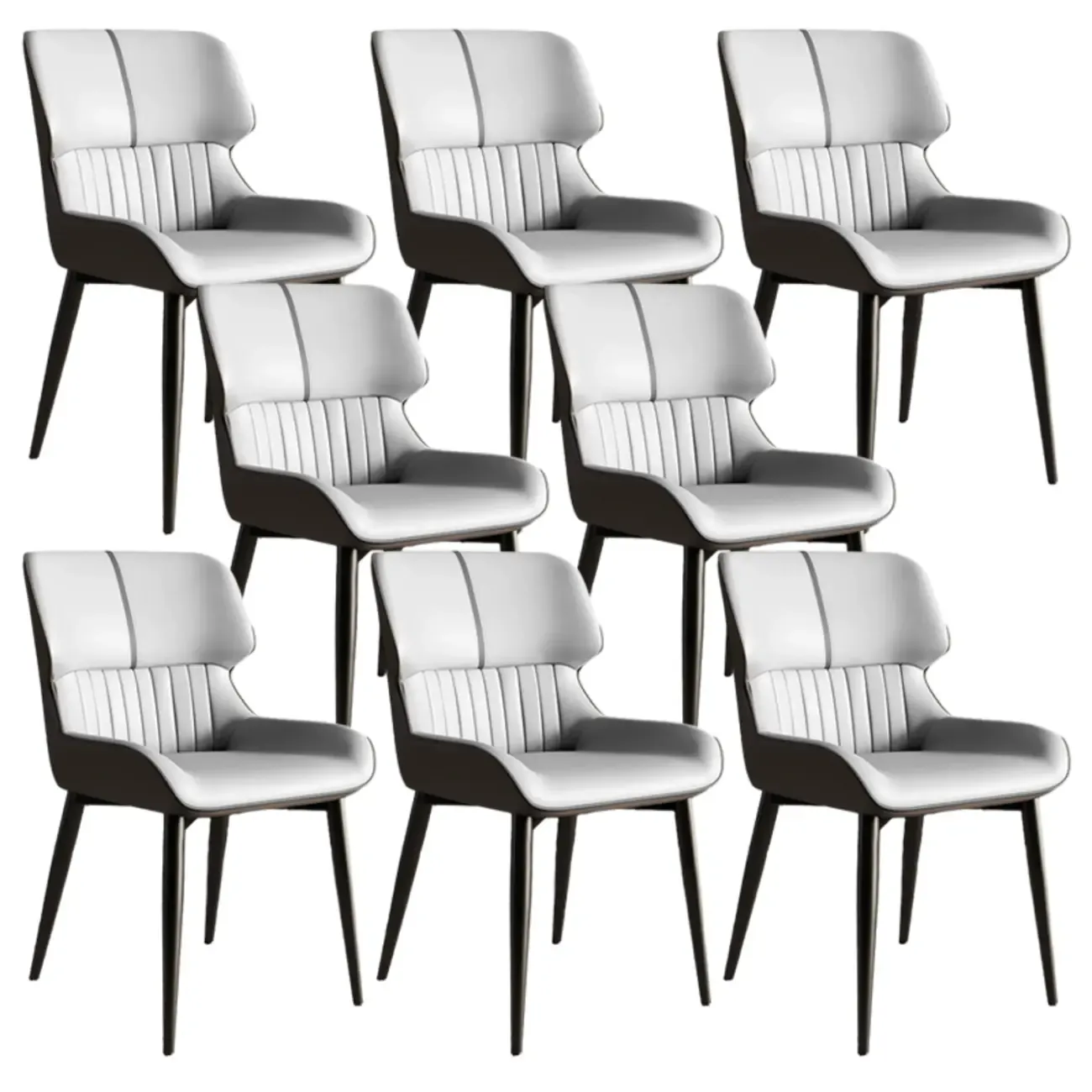 Leather Low Solid Back Armless Dining Side Chair