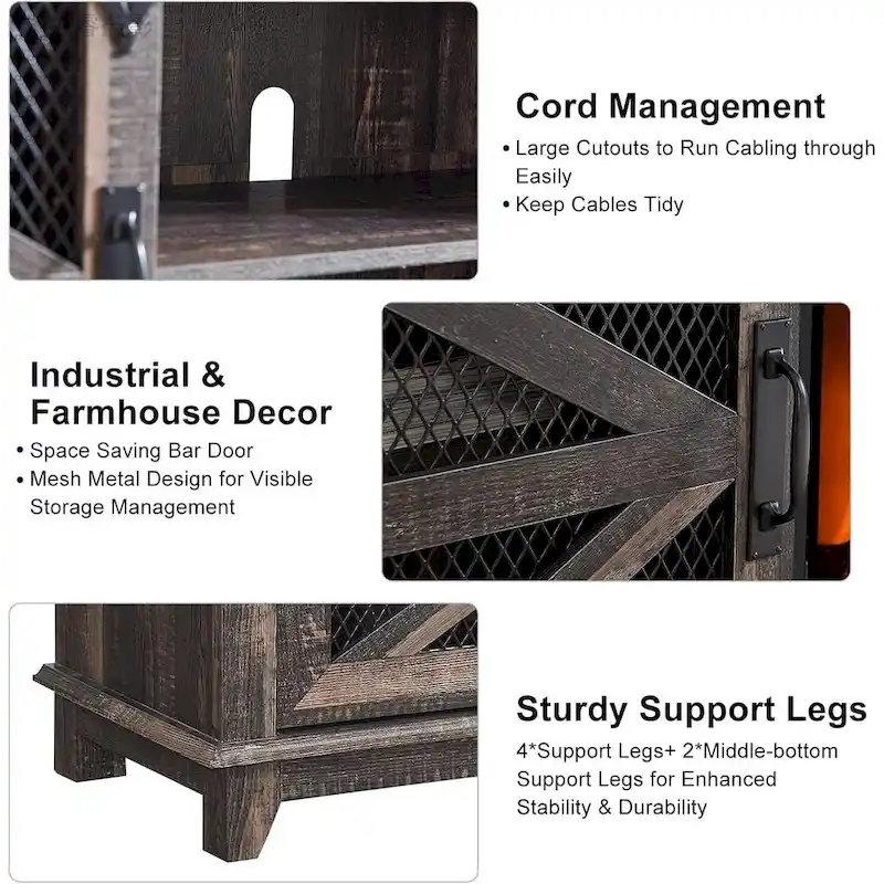 White Farmhouse TV Stand with Electric Fireplace