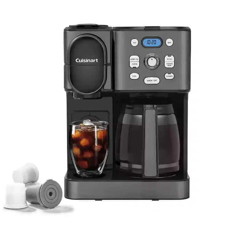 Cuisinart Coffee Center 2-IN-1 Coffee Maker and Single-Serve Brewer -Black Stainless Steel- SS-16BKS: Programmable K-Cup #38; Ground Coffee Machine