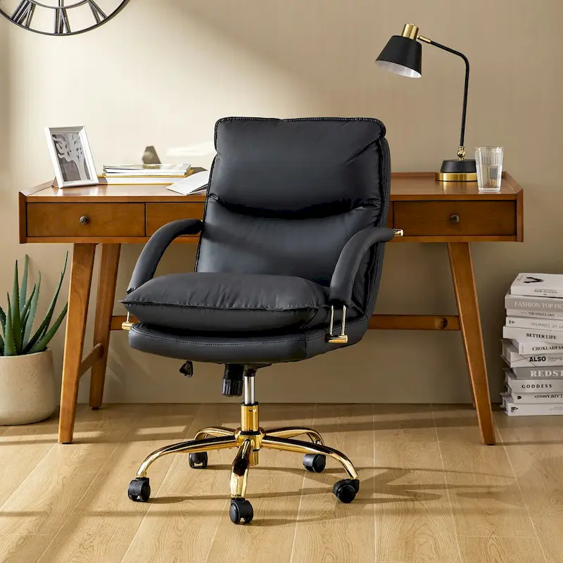 Leona Modern Faux Leather Adjustable Height Tilting Office Chair with Swivel Base by HULALA HOME