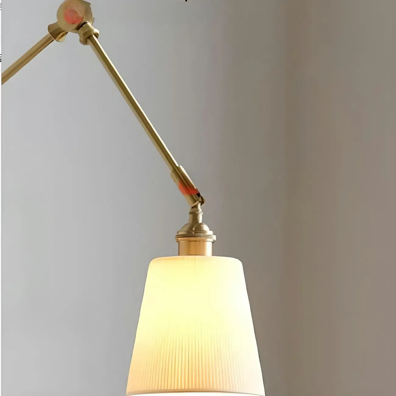 Antique Brass Swing Arm Wall Light with White Ceramics Shade